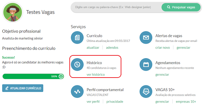 ver histórico vagas.com.br
